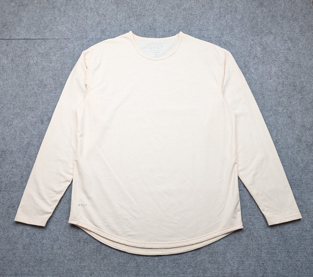 Bylt Basics Drop Cut LS Lux Shirt Mens XL Ivory Athletic Long Sleeve Athleisure